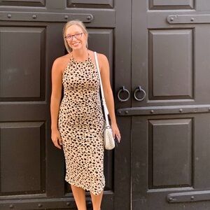 Animal print halter midi dress size small